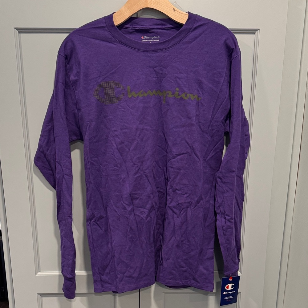 Champion Mens Long Sleeve Medium Purple